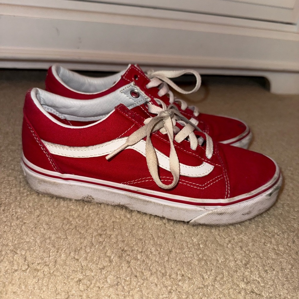Red low top Vans